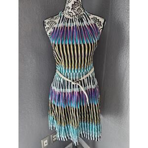 Woman's Jessica Howard halter dress size 6 multi colors fitted & flare layered